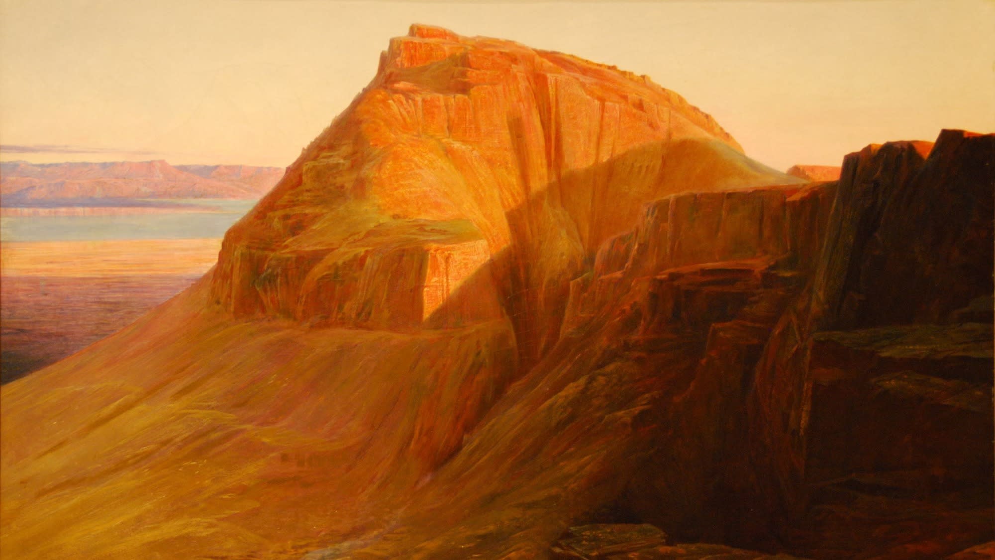 Masada_(or_Sebbeh)_on_the_Dead_Sea,_Edward_Lear,_1858