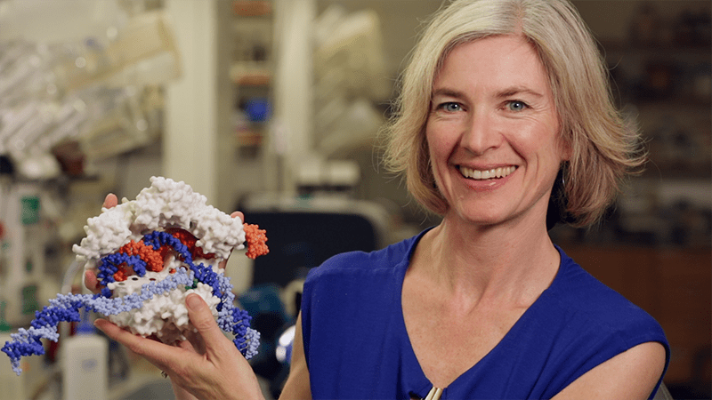 Doudna with model of genetic scissors