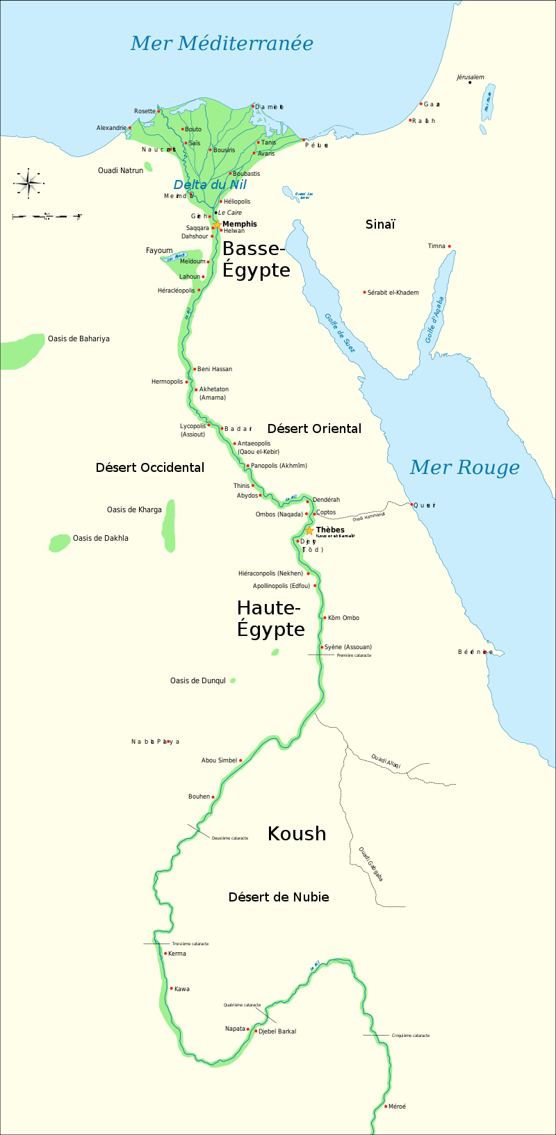 Principaux sites de l'Egypte Antique