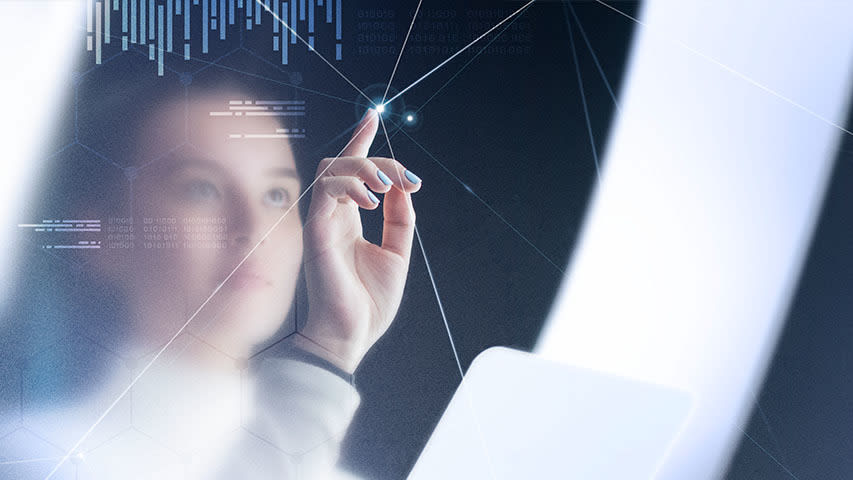 woman touch screen