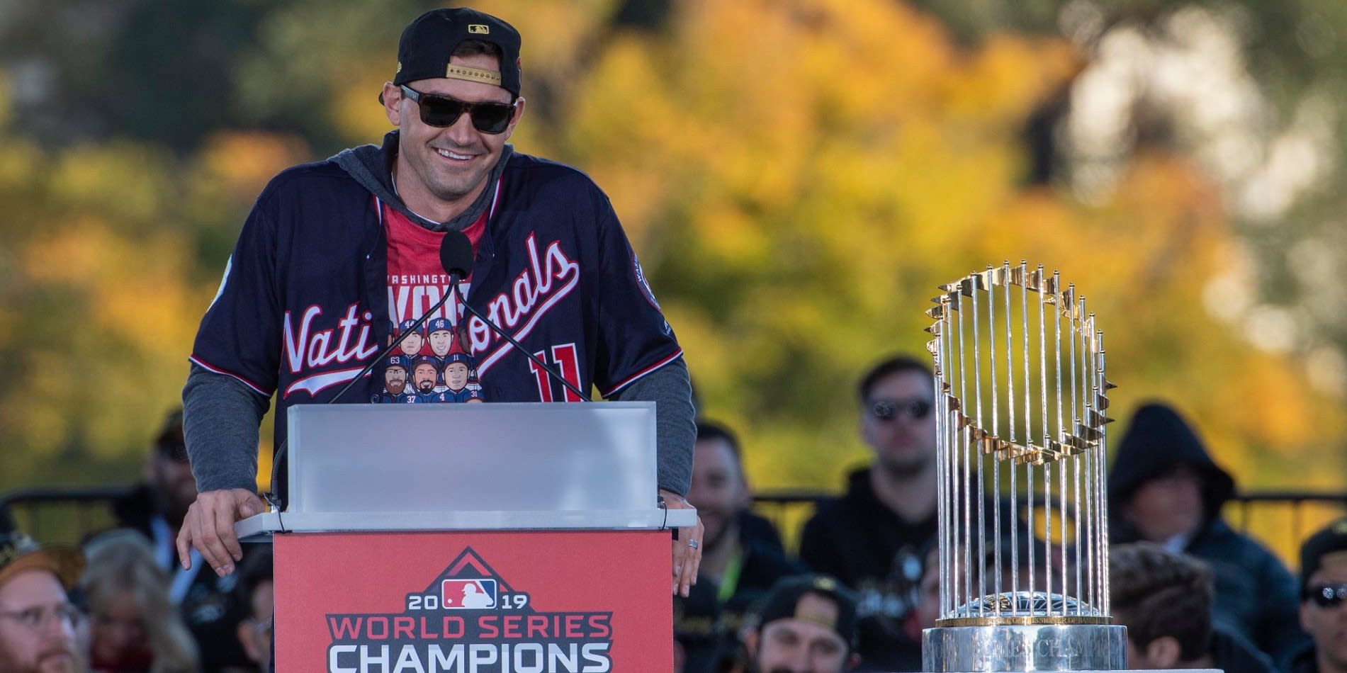 Ryan Zimmerman speaks at the Nationals' World Series parade