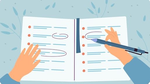 hands-student-doing-test-writing-planner-person-writing-notebook-with-pen-highlighting-information-flat-vector-illustration-education-planning-concept-banner-landing-web-page_74855-24830