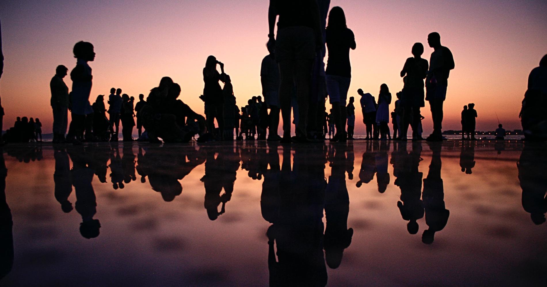 crowd of people on a beach