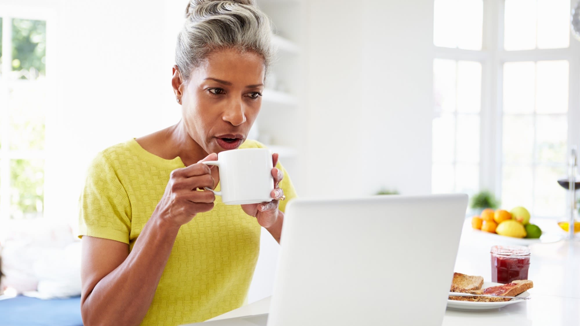Mature Black Woman Computer