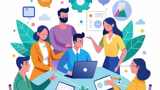 Ilustración de una reunión de negocios _ Vector Premium generado con IA