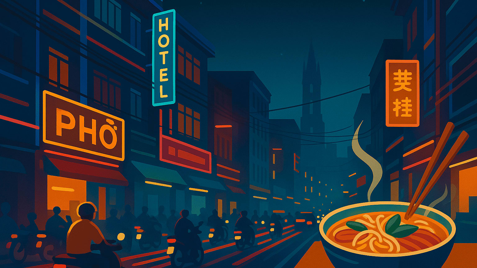 Neon Streets and Phở Night