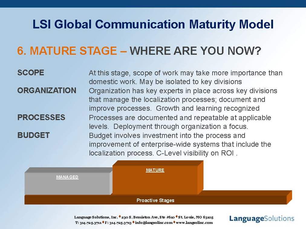 Mature stage of the Global Communication Maturity Model