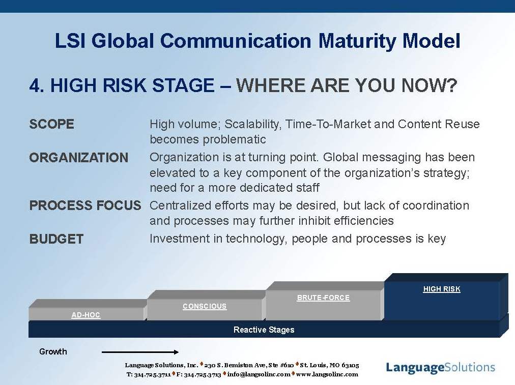 High risk stage of the Global Communication Maturity Model