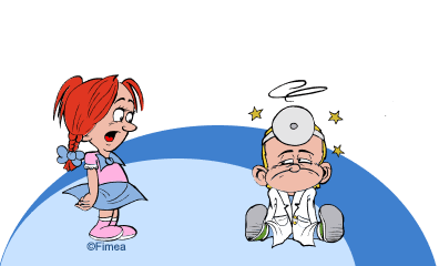 One person sitting on the ground, and the other standing with a wondering look.