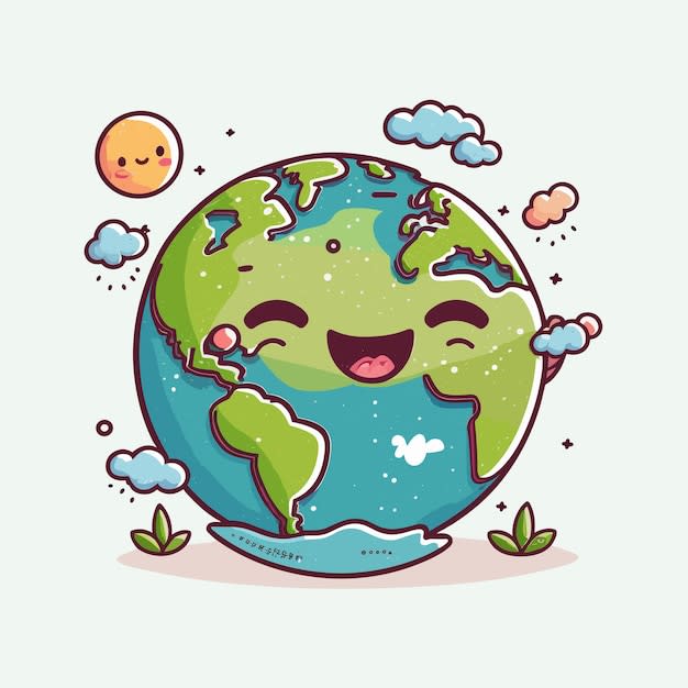 vector-cute-earth-cartoon-style_846317-1459