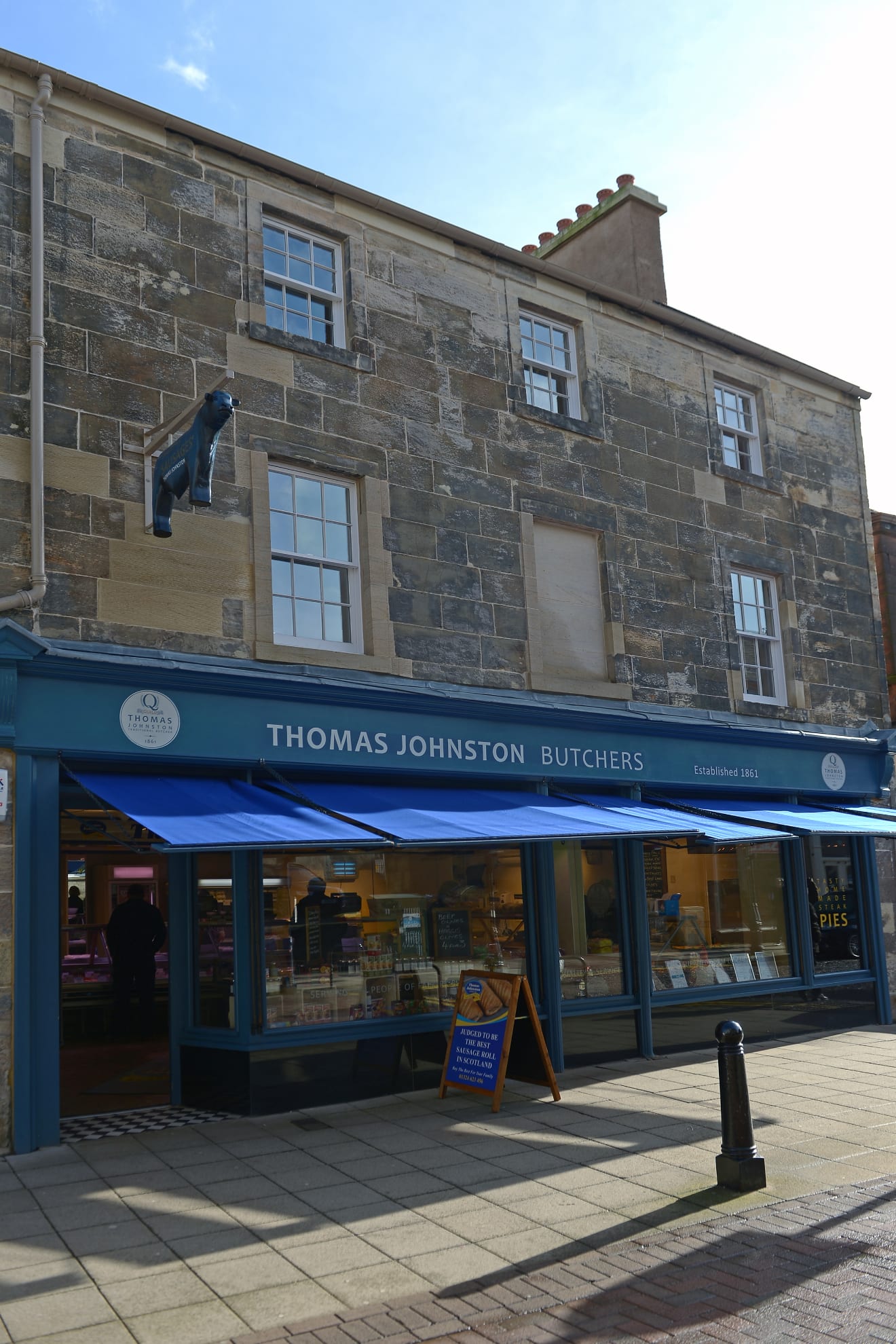 A butcher's shop in a stone building