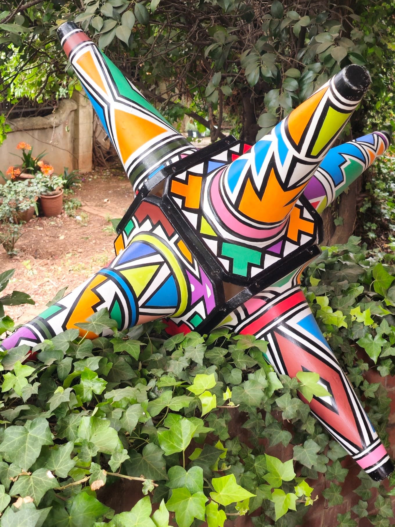 4497 Ndebele Star sculpture outdoors by Msoziswa Sophie Mahlangu