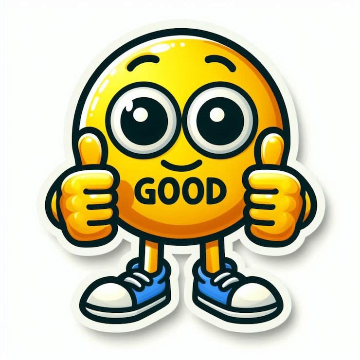 good-sticker-with-yellow-cartoon-emoji-character-white-background_524159-7486