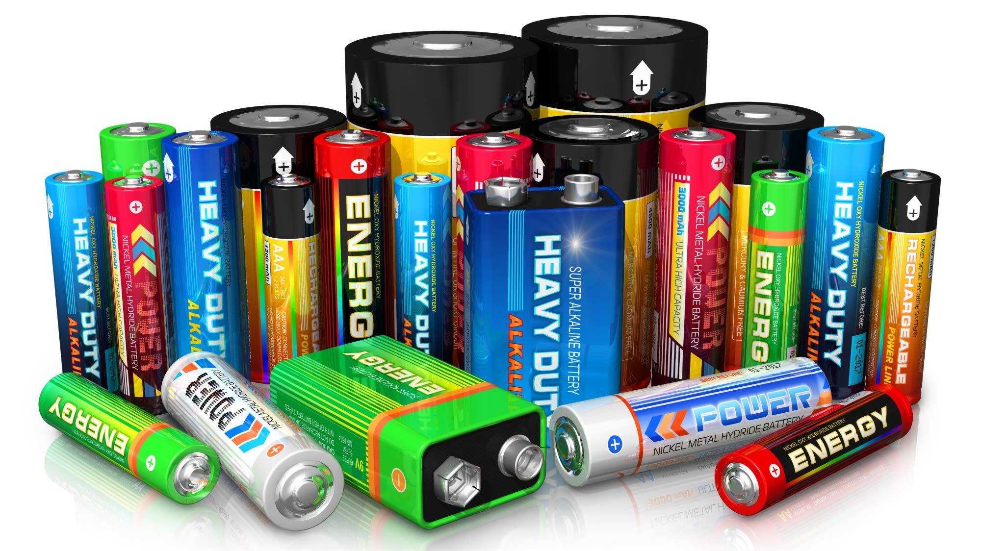 Batteries - different variety of household types