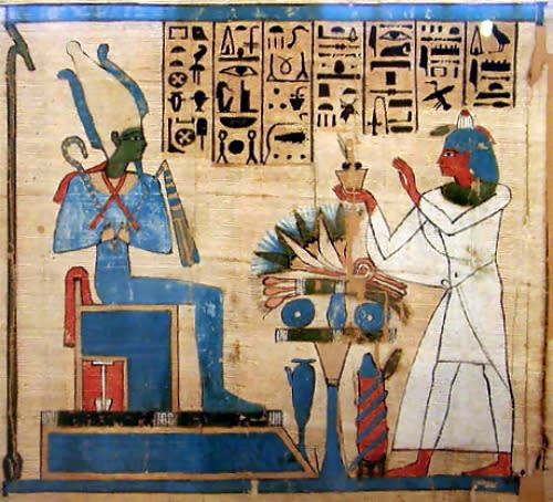 Osiris, Dieu de la résurrection, recevant des offrandes