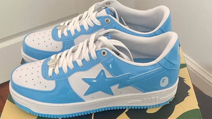 Bape Shoes | Light Blue Bape Sta | Color_ Blue_White | Size_ 10