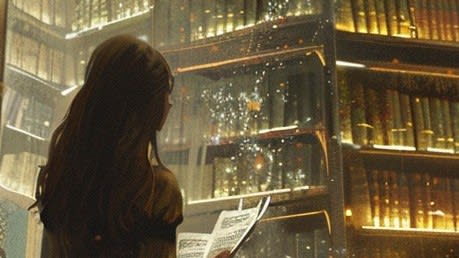 Girl in a Library