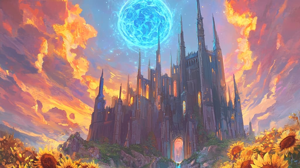 drgoogy_glowing_sunstone_castle_sunflower_garden_with_a_blue__2d67e6e5-583f-4e5a-9451-28a3842a0cd2_1