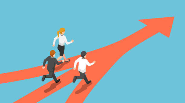 isometric-business-people-came-from-different-way-but-have-same-target