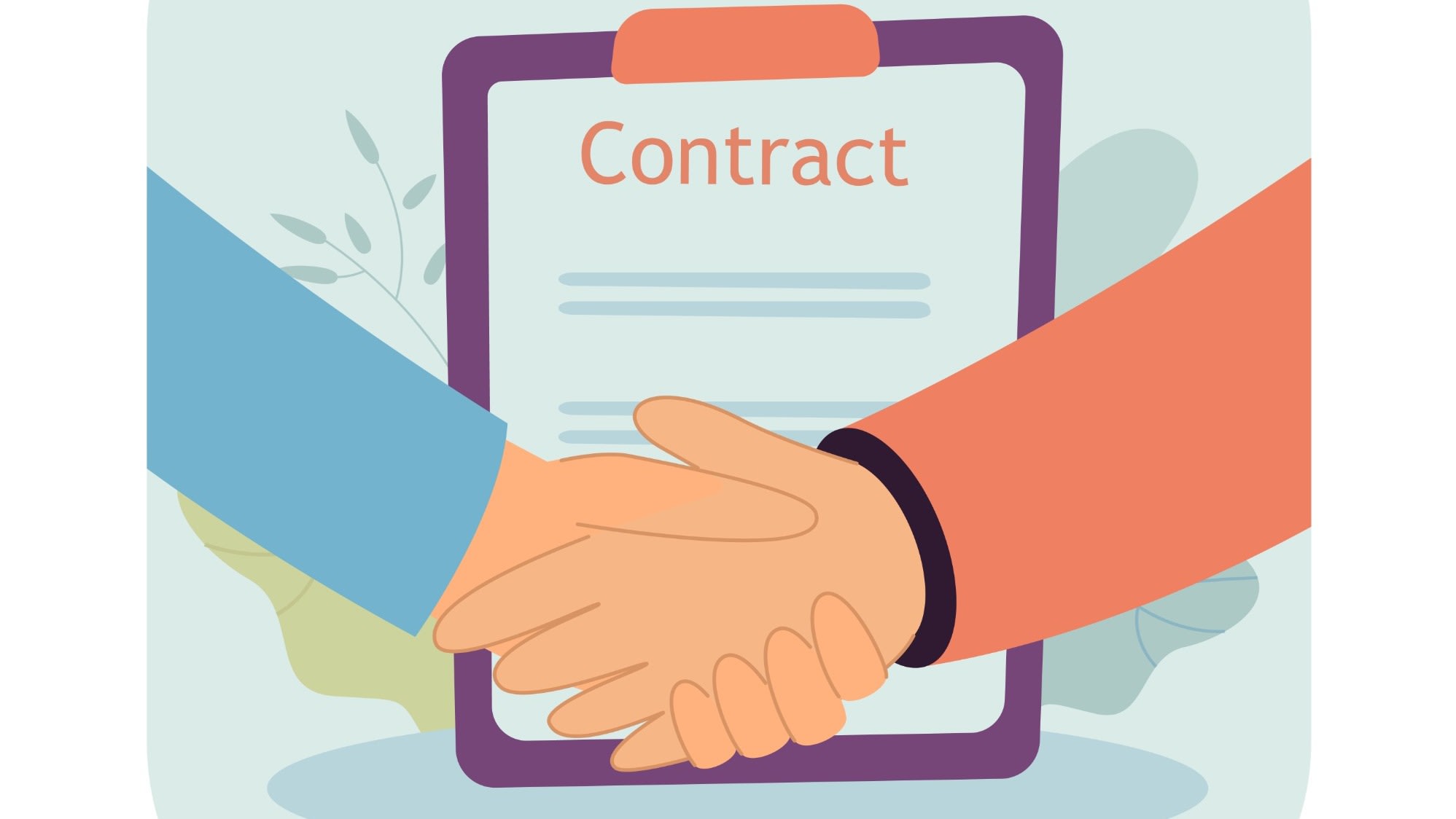 People shaking hands after signing contract