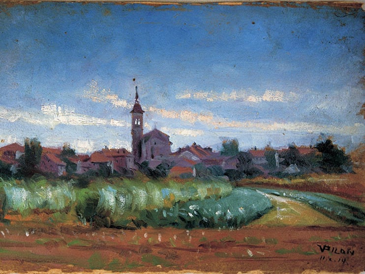 Veno Pilon, Štandrež, 1914, olje, karton