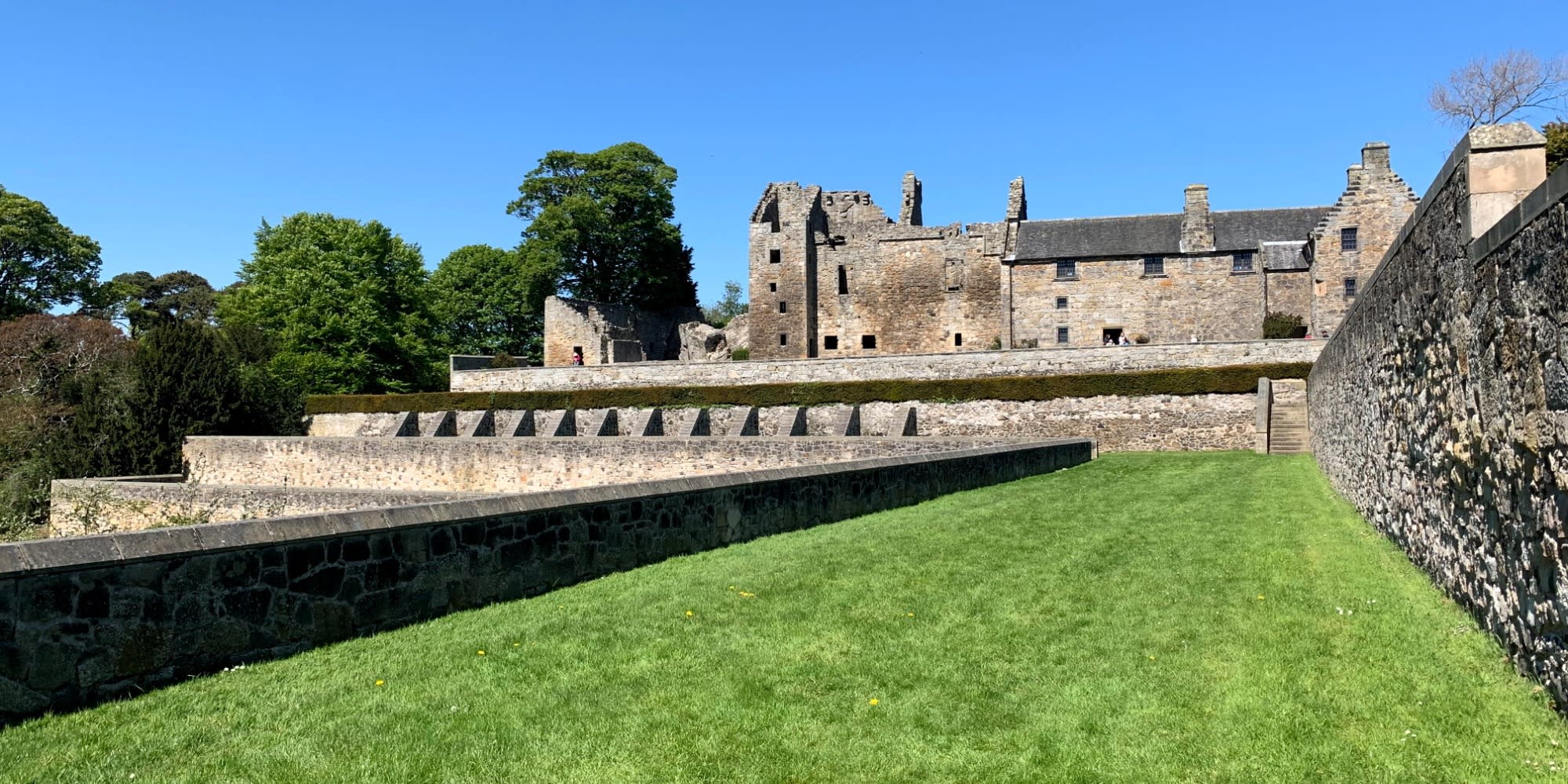 Aberdour Castle from terraced gardens.