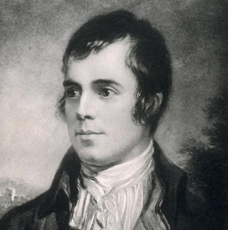 Monochrome painting of Robert Burns