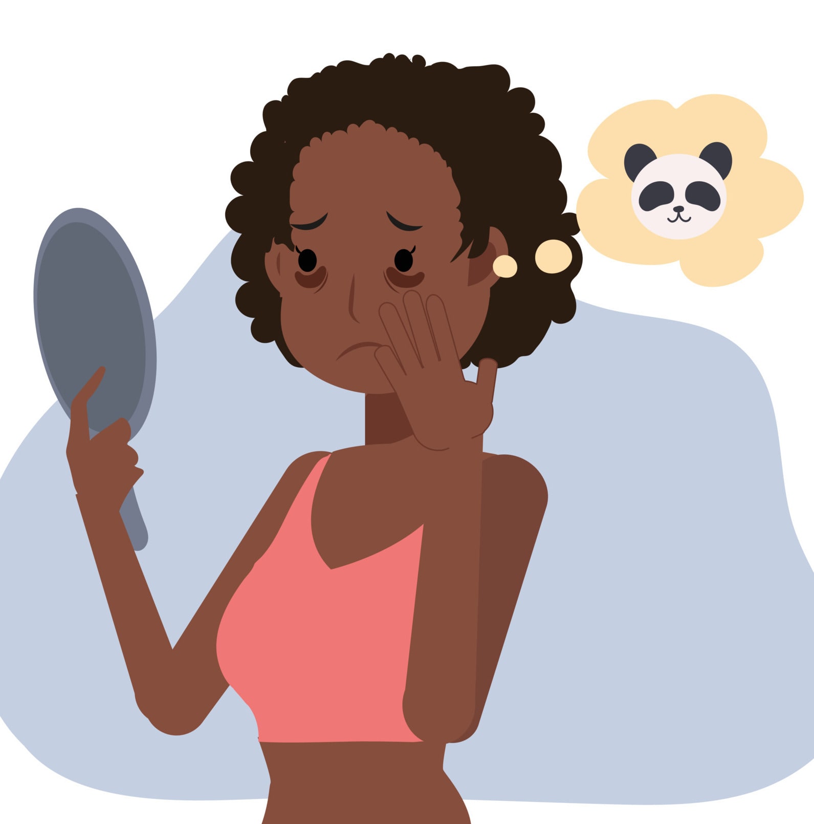 Avatar Black girl looks sad and worried about her skin,