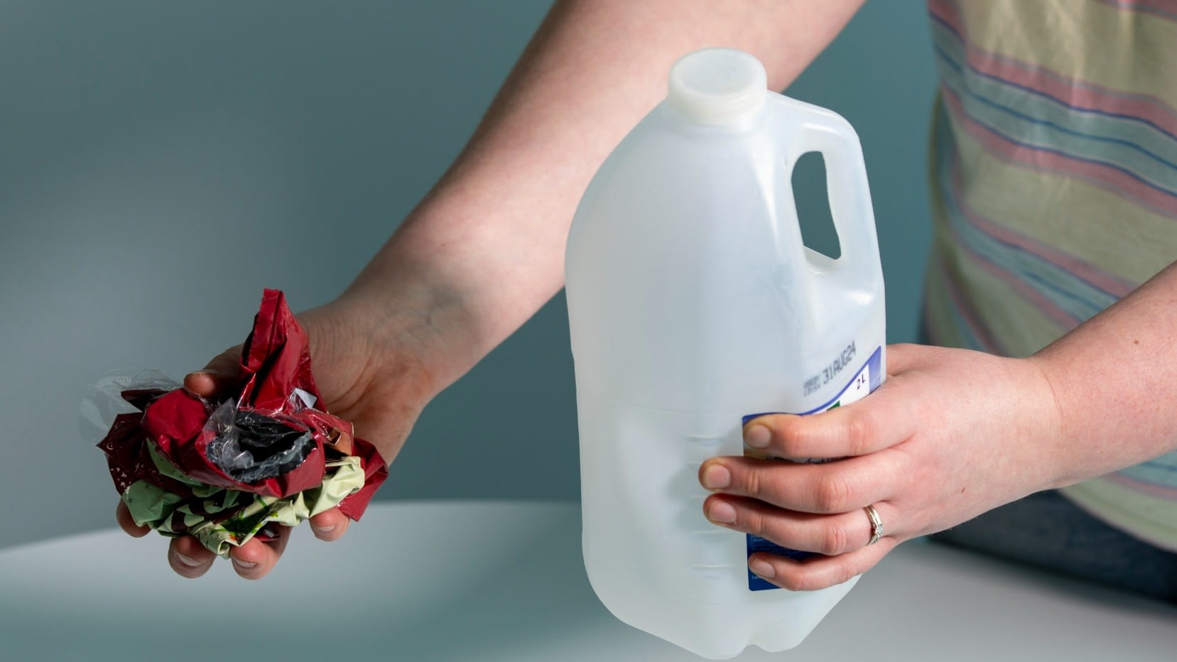 Waste-MCC10299-Scrunch test-potato packaging and milk bottle