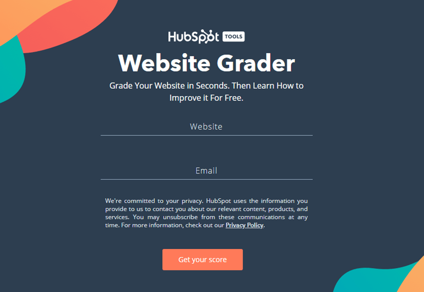 Hubspot Website Grader is a great example of interactive content.