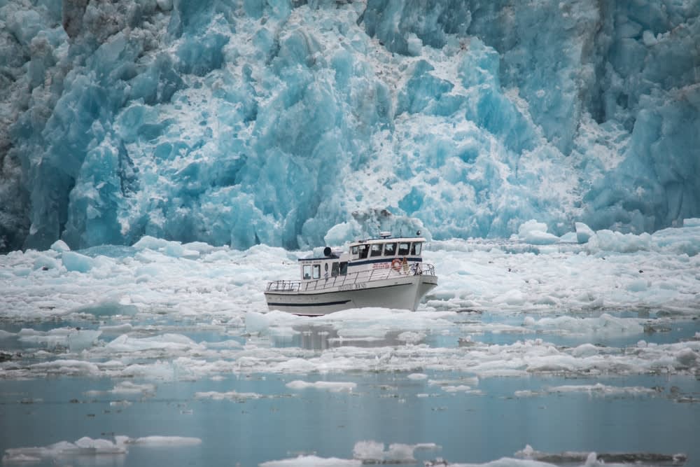 Icebreaker ship at sea.