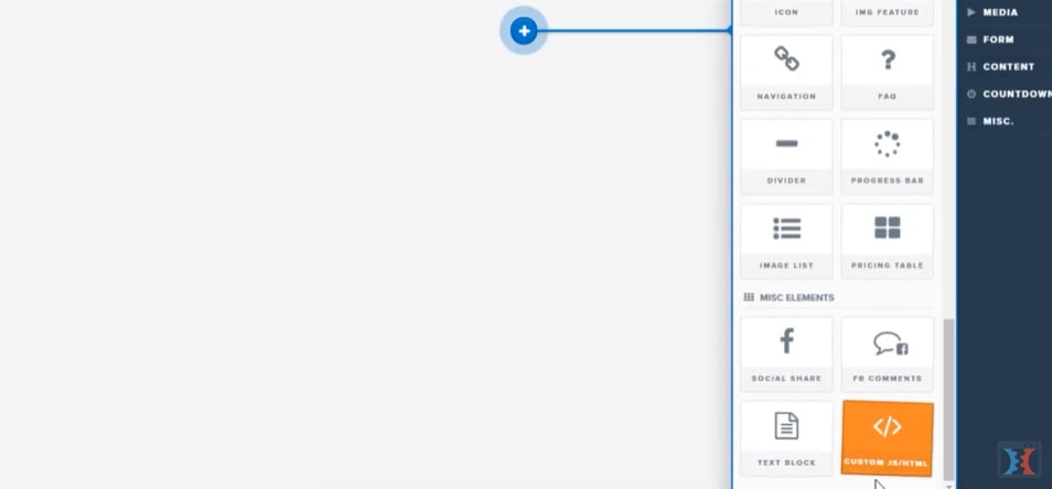 click on custom html