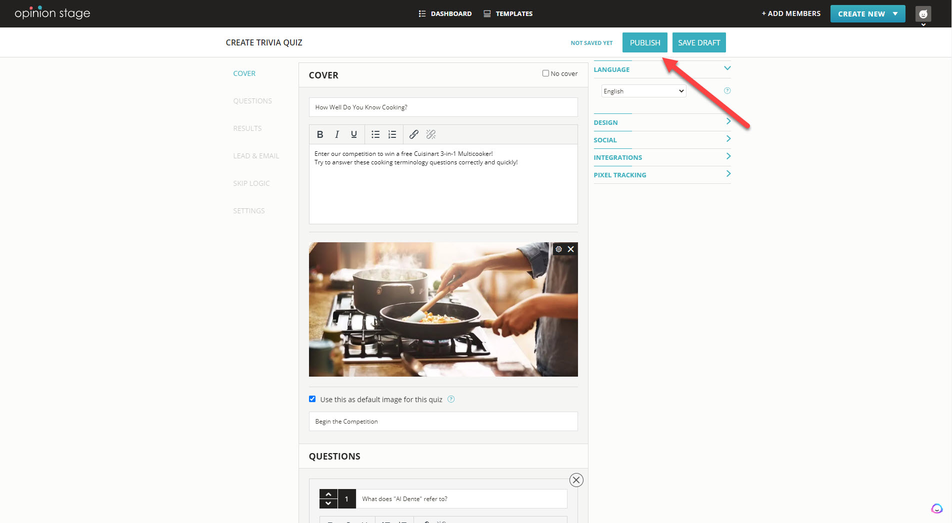 create and publish your quiz