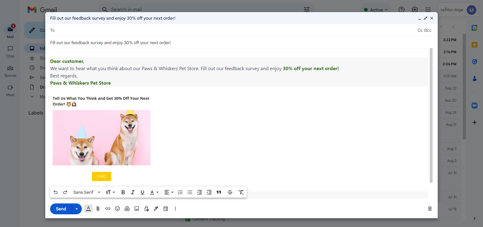email survey example