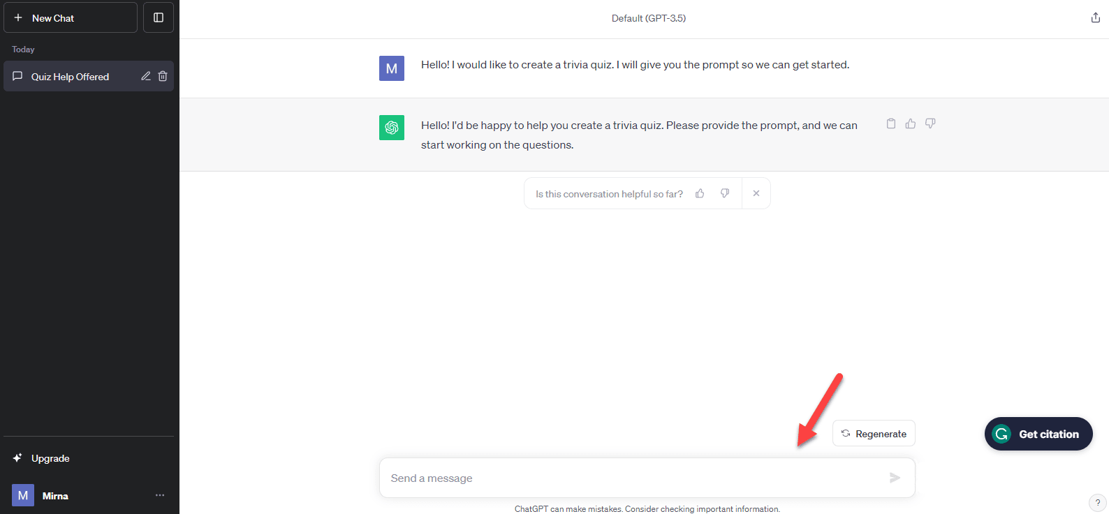 Add prompt to ChatGPT