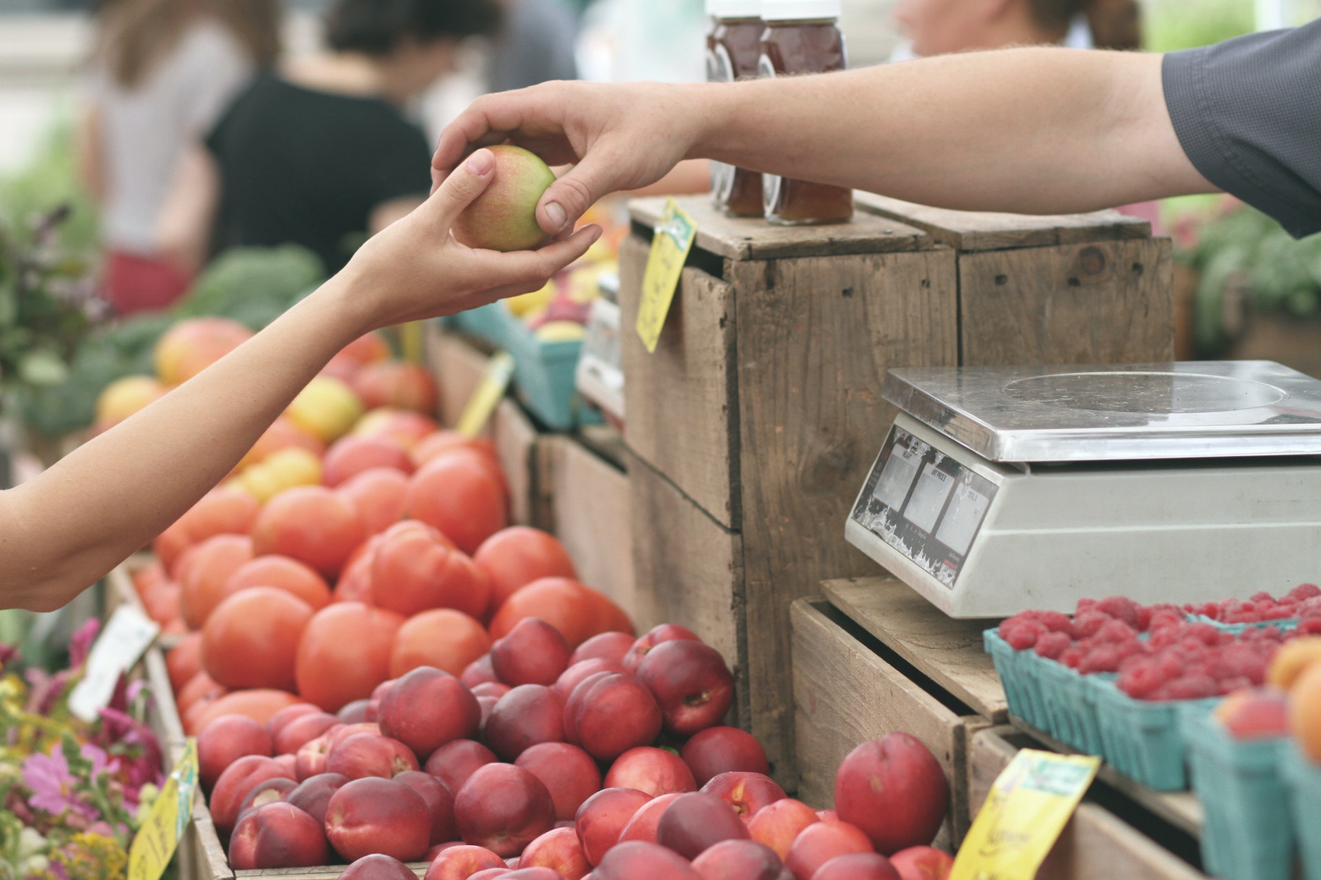 customer buying fruit 