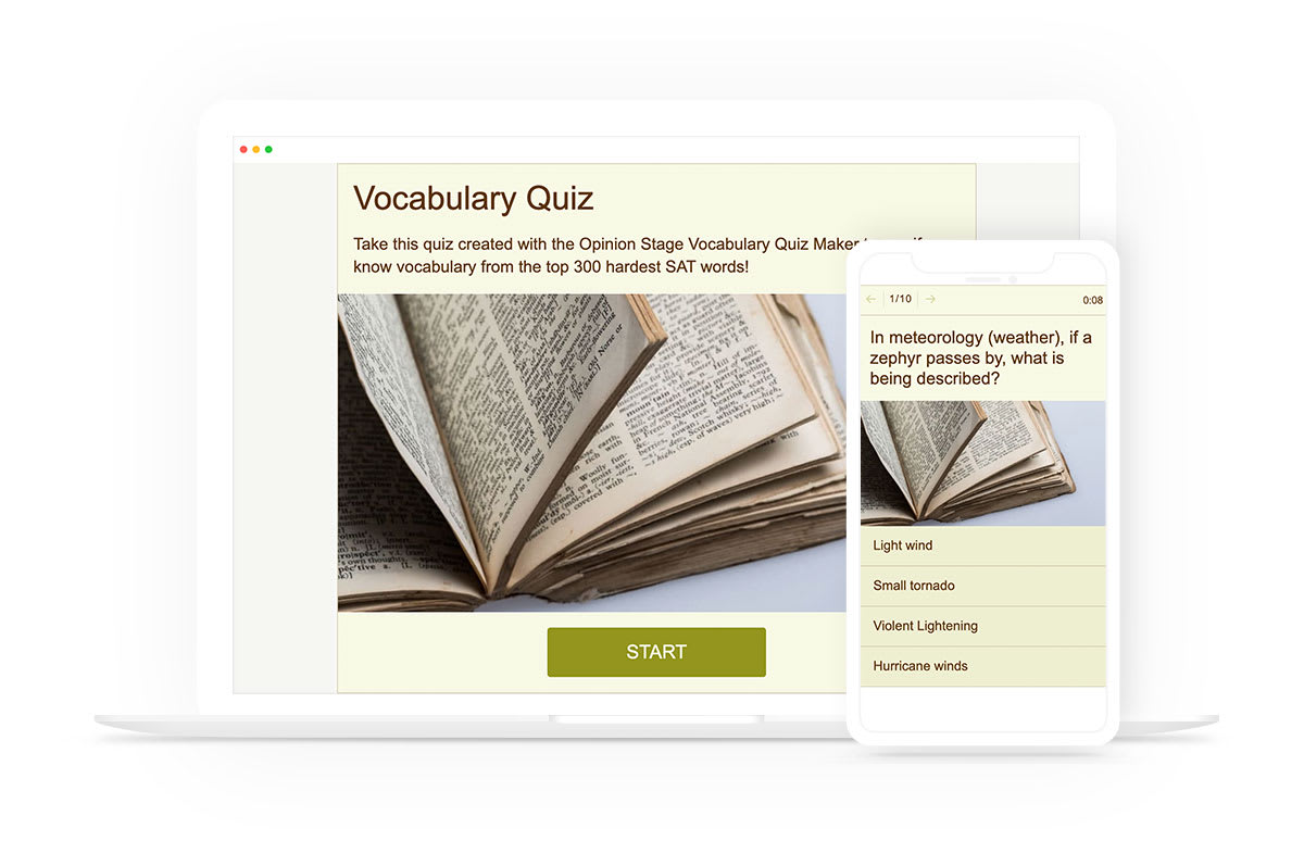 Vocabulary quiz Maker example