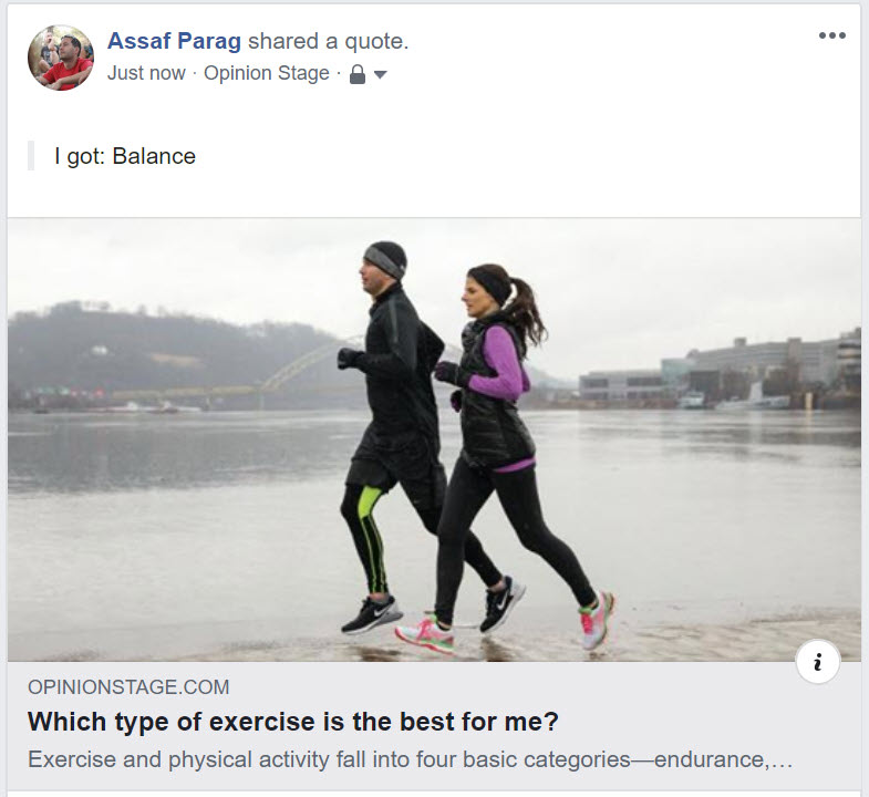 Facebook quiz screenshot